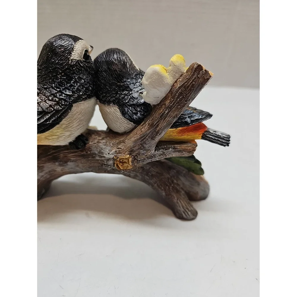 Ceramic Resin Handpainted Birdhouse Flower Coasters & 2 Birds On Branch Figure